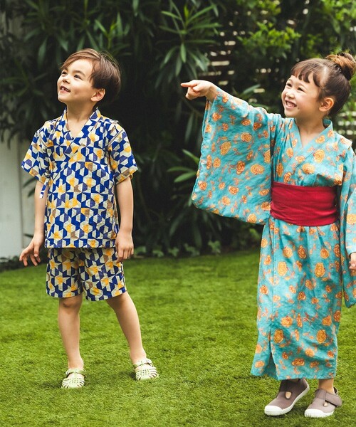 BEAMS mini（ビームス ミニ） 浴衣 幾何学柄 甚平 2026SS （90〜130cm