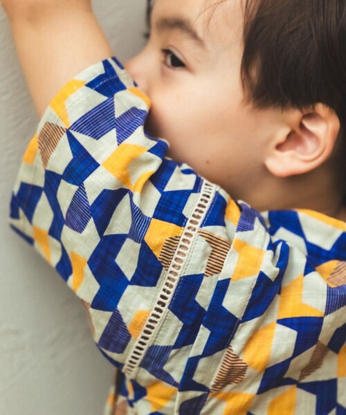 BEAMS mini（ビームス ミニ） 浴衣 幾何学柄 甚平 2026SS （90〜130cm
