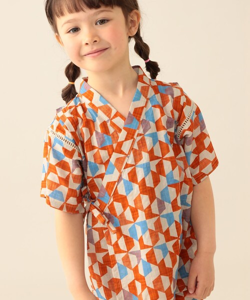 BEAMS mini（ビームス ミニ） 浴衣 幾何学柄 甚平 2026SS （90〜130cm