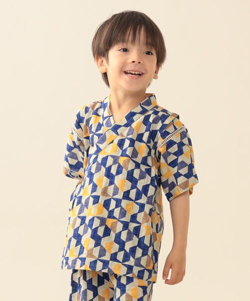 BEAMS mini（ビームス ミニ） 浴衣 幾何学柄 甚平 2026SS （90〜130cm