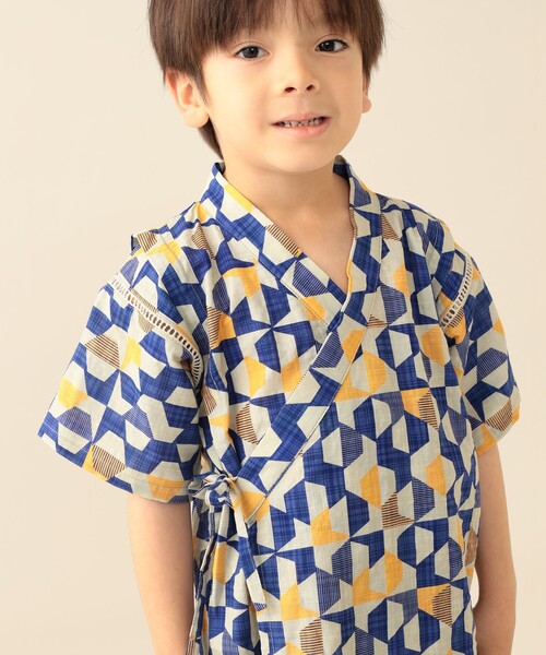 BEAMS mini（ビームス ミニ） 浴衣 幾何学柄 甚平 2026SS （90〜130cm