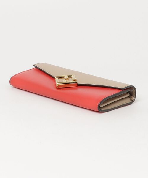 FENDI フェンディ レオパード柄 二つ折り財布 レッド レザー