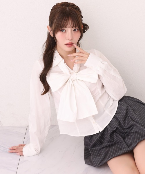 ス*ラ様 リボンドールブラウス　生成り one after another NICE CLAUP ブラウス シャツ 「取り外し可能
