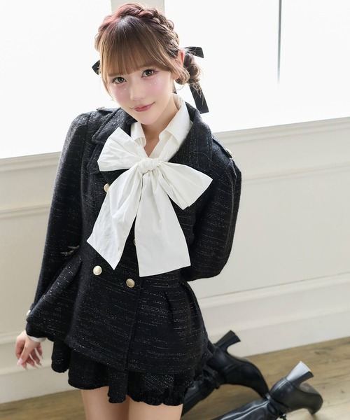 【美品✨️】完売品✨️へイヴ バブリーリボンブラウス 大人可愛い 黒 上品 one after another NICE CLAUP ブラウス シャツ 「取り外し可能