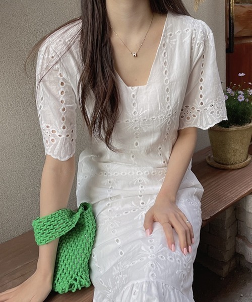「FREE STYLISTS」 「mimi」半袖ワンピース FREE ホワイト レディース_画像4