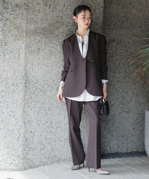 ポールスミスパンツスーツ　セットアップ　タック付きワイドパンツ Paul Smith（ポール・スミス） パンツスーツ 1 ブラウン レディース