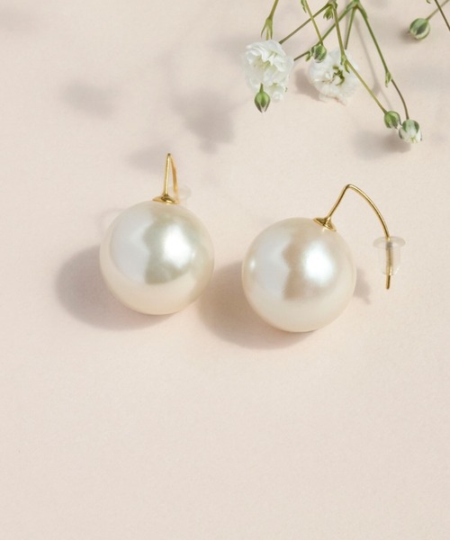 Phoebe ピアス ビッグパールフックピアス/大ぶり/存在感/主役級