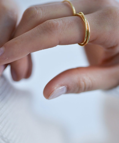 指輪 リング Losau ロサウ / Double line ring ダブルラインリング K18 / lo-r009-gold レディース メンズの画像