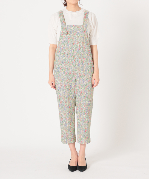 IENA LA BOUCLE サロペット オーバーオール 綿ツイルフラワー