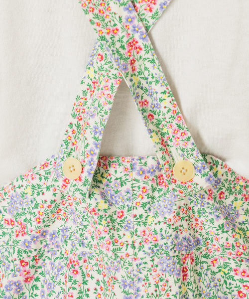 IENA LA BOUCLE サロペット オーバーオール 綿ツイルフラワー