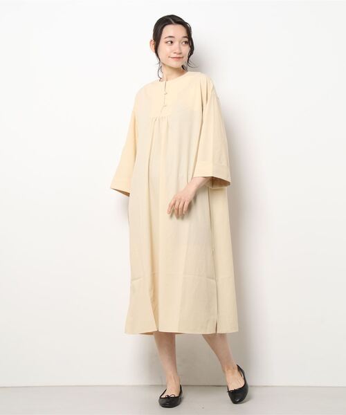 【爽やかなリネン100％】Munich リネン キーネック ワンピース STYLEBLOCK ワンピース リネンタッチキーネックワンピース