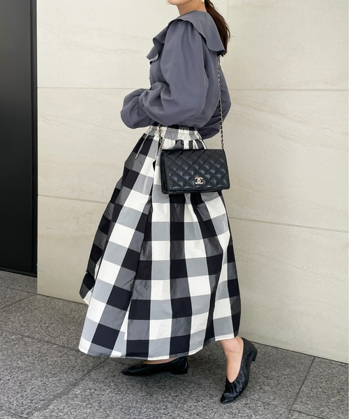 人気♡サイ　ロングスカート　チェックスカート　フレア　プリーツ　近年モデル StyleSea スカート チェックロングギャザーフレアスカート