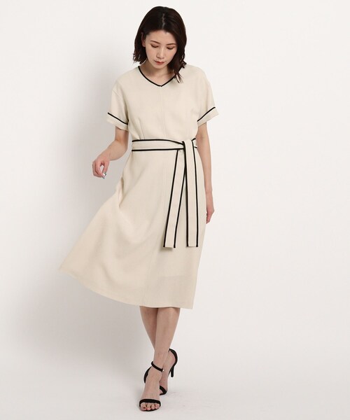 高品質の激安 ワンピース チュニック ワンピース 洗える 日本製 麻調バイカラーパイピングワンピース Centralheating Air Com