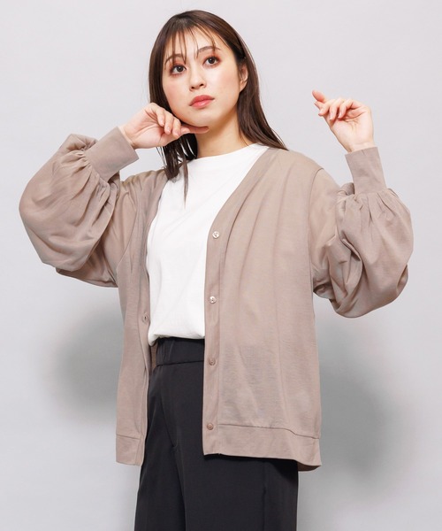 カーディガン パフスリーブカーディガン レディース mili an deni カーディガン UVパフスリーブカーディガン