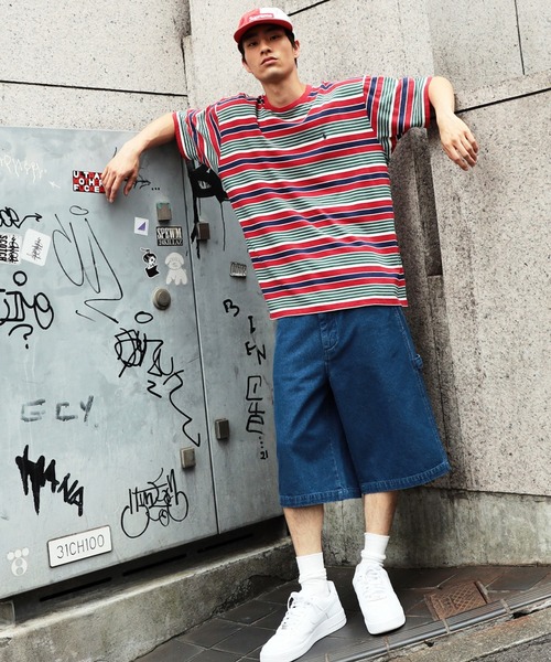 EDWIN ストライプ柄 XLサイズ ショートパンツ EDWIN ジーンズ エドウィン STEPMARK ワイド ペインターパンツ