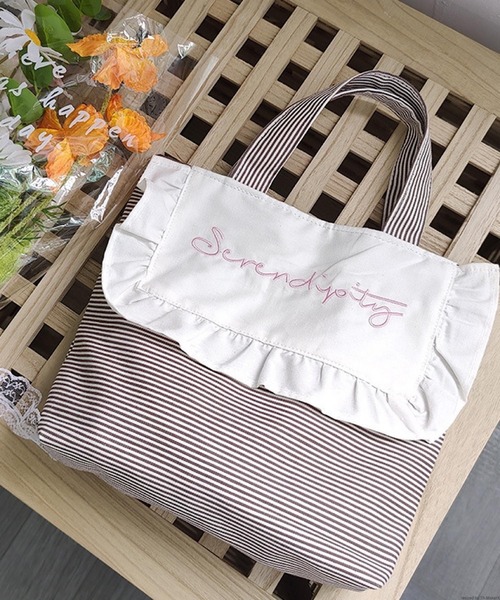 TONE SELECT GOODS トートバッグ Liaa/花柄 ボーダー ラメ フリル