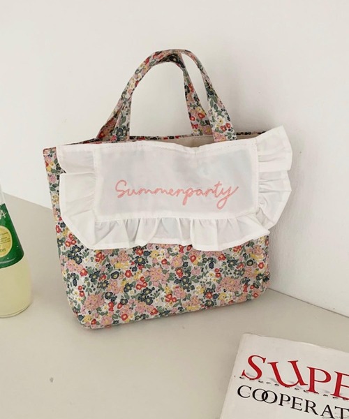 TONE SELECT GOODS トートバッグ Liaa/花柄 ボーダー ラメ フリル