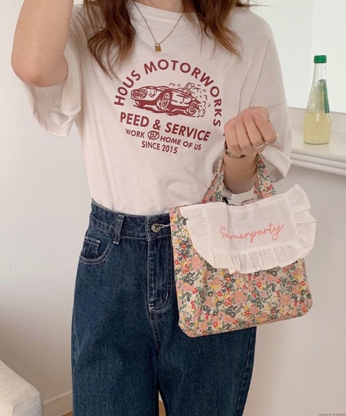 バッグ　花柄 TINA：JOJUN トートバッグ 花柄 パデッドバッグ レディース