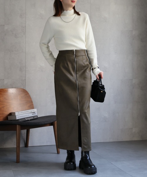 sakishimatokyo スカート ヴィンテージ風 フェイクレザーフロント