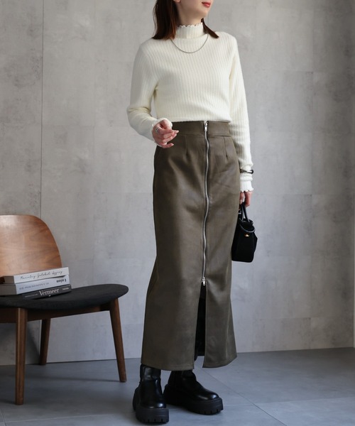 sakishimatokyo スカート ヴィンテージ風 フェイクレザーフロント