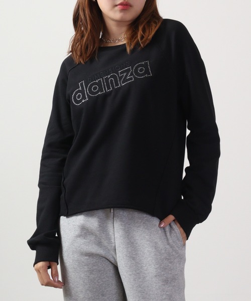 トレーナー スウェット DIMENSIONE danza　ラインストーン＆エンブロイダリーロゴクルー レディース DIMENSIONE danza トレーナー スウェット danza ラインストーン