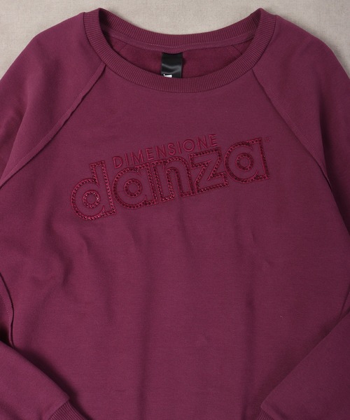 トレーナー スウェット DIMENSIONE danza　ラインストーン＆エンブロイダリーロゴクルー レディース DIMENSIONE danza トレーナー スウェット danza ラインストーン