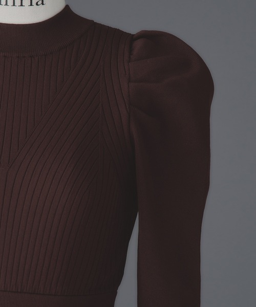 emiriawiz ワンピース Rib knit puff-sleeve one-piece レディース  
