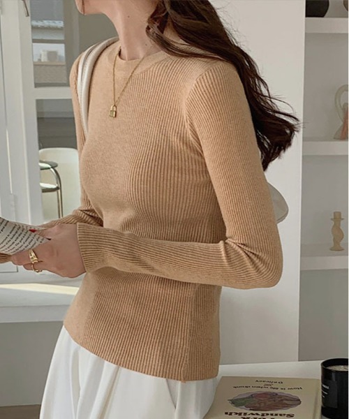 ニット セーター クルーネック シンプル リブ レディース : ZOZOTOWN