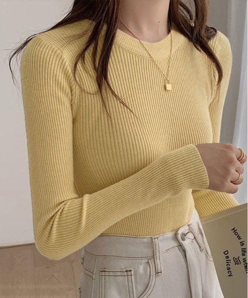 ニット セーター クルーネック シンプル リブ レディース : ZOZOTOWN