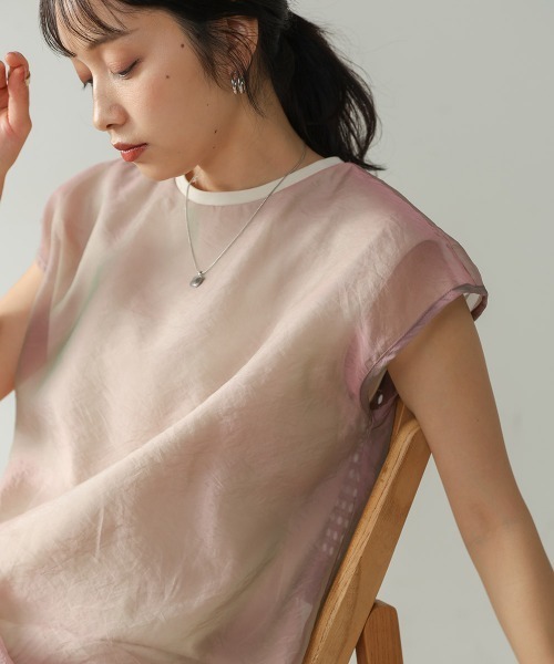 BAB tシャツ シアーレイヤードノースリーブトップス レディース