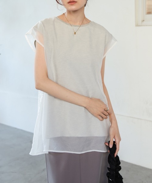 tシャツ Sheer layreard cut tops　　シアーレイヤードカットトップス レディース セール】sheer cut and sew layered lace tops（Tシャツ