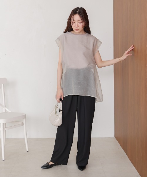 tシャツ レイヤードリボンカットTOP レディース LADY LIKE tシャツ 「春夏新作」サテンリボンレイヤー風トップス