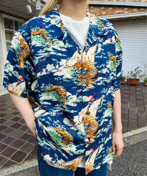 ブラウス シャツ HOUSTON /ヒューストン 41106 ALOHA SHIRT (虎) / アロハシャツ/ HS411 レディース メンズ HOUSTON ブラウス シャツ HOUSTON/ヒューストン 41106 ALOHA