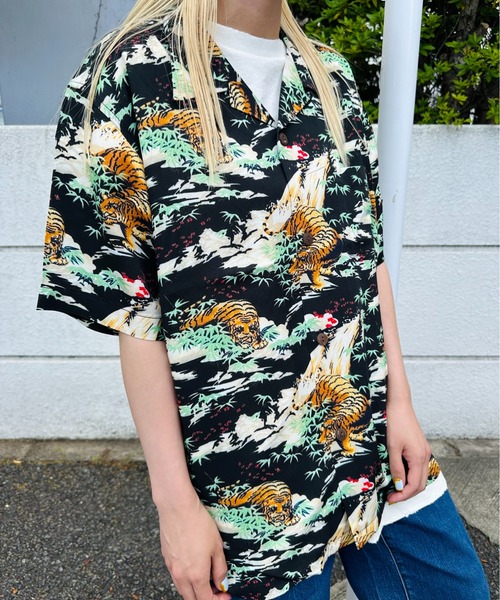 ブラウス シャツ HOUSTON/ヒューストン 41106 ALOHA SHIRT (虎) / アロハシャツ/ HS411 レディース メンズ
