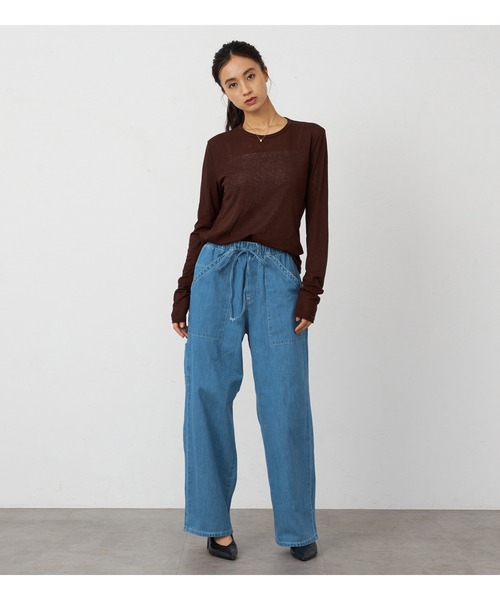 ワイドパンツ ジーンズ デニム デニムパンツ レディースの画像