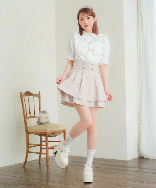 ブラウス シャツ トリプルリボンヨークフリルブラウス レディース DearMyLoveRose ブラウス シャツ トリプルリボンヨークフリル