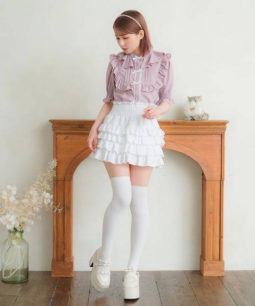ブラウス シャツ トリプルリボンヨークフリルブラウス レディース DearMyLoveRose ブラウス シャツ トリプルリボンヨークフリル