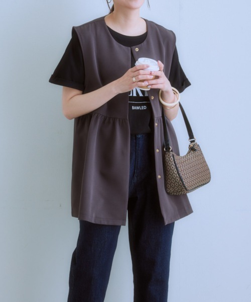 7days Life Styling ベスト ジレ ダブルクロスペプラムジレ