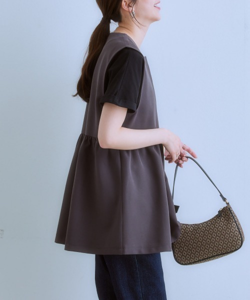7days Life Styling ベスト ジレ ダブルクロスペプラムジレ