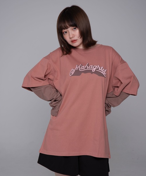 tシャツ 「mahagrid/マハグリッド」 SYMBOL LAYERED LS TEE/シンボルレイヤード長袖Ｔシャツ レディース メンズ