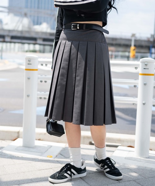 『Cider』ベルト付きミドルウエストソリッドプリーツスカート WEGO スカート WEGO/ベルト付プリーツミドルスカート : ZOZOTOWN