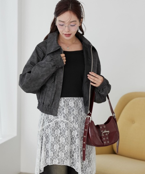 WEGO フェイクレザーショートブルゾン セール】WEGO/エイジドフェイクレザーブルゾン（ブルゾン