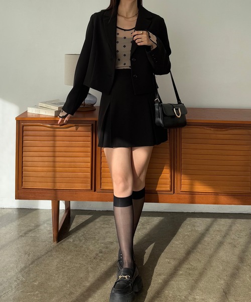 JUNOAH セットアップ ショート丈ジャケット+インパン付きミニスカート