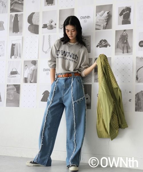 MADWITCH ユニークデニムプリントワイドパンツ | mblueshop ワイド 