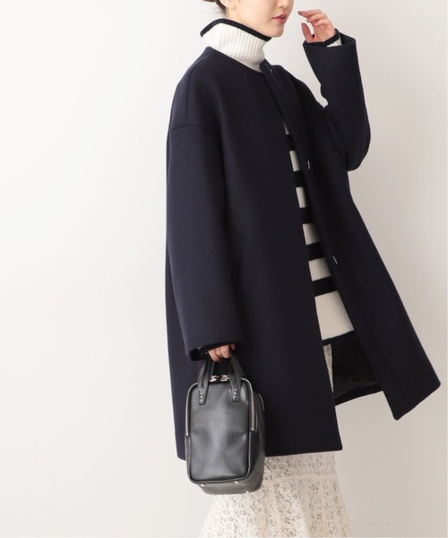IENA（イエナ） ノーカラーコート 38 ネイビー レディース : ZOZOTOWN