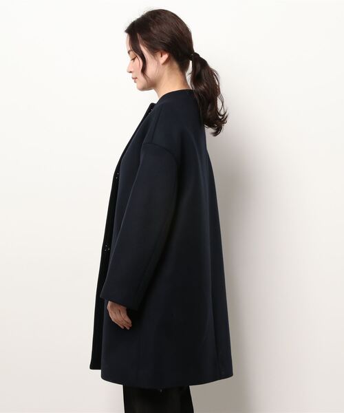 IENA（イエナ） ノーカラーコート 38 ネイビー レディース : ZOZOTOWN