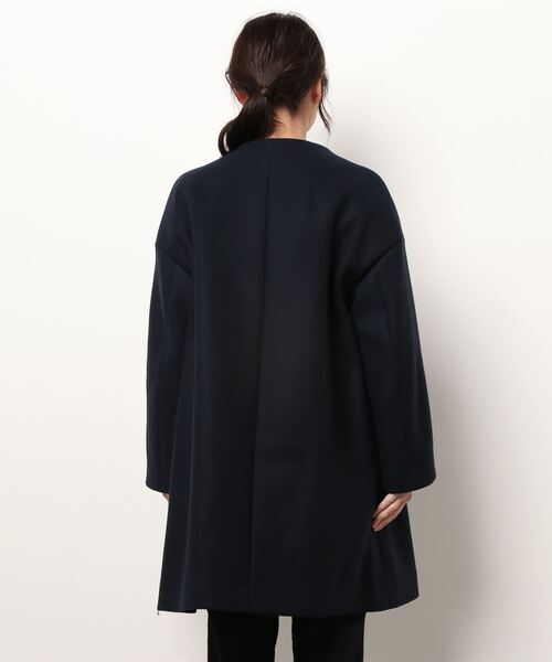 IENA（イエナ） ノーカラーコート 38 ネイビー レディース : ZOZOTOWN