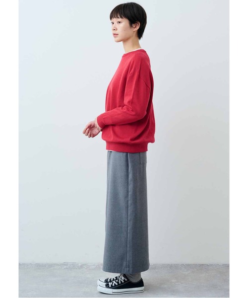 ニット セーター ＴＨＲＥＥ　ＦＩＦＴＹ　ＳＴＡＮＤＡＲＤ　メリノウールのベーシックセーター「レッド」 レディース THREE FIFTY STANDARD メリノウールのベーシックセーター