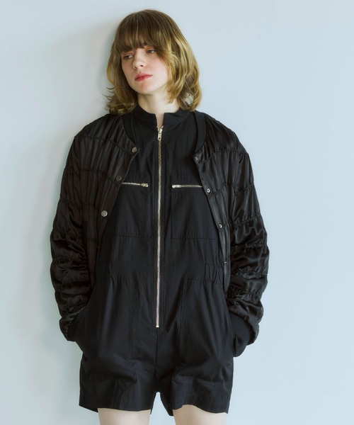 OPULENCE ブルゾン アウター Urban Satin シャーリングブルゾン