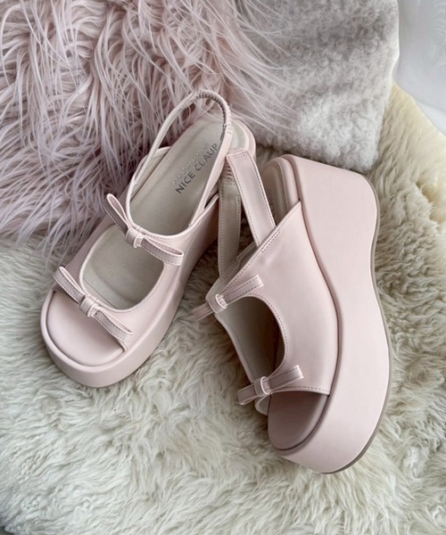 one after another NICE CLAUP サンダル 厚底リボンサンダル